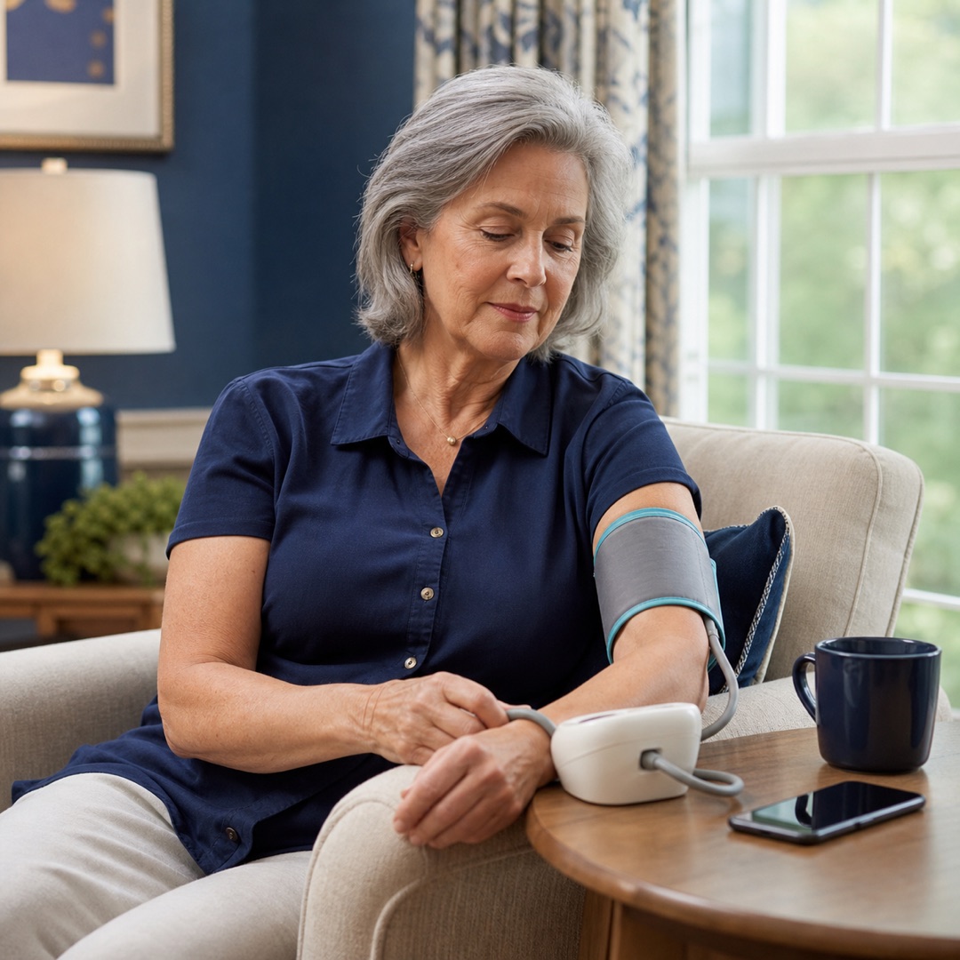 Patient using a connected remote monitoring device