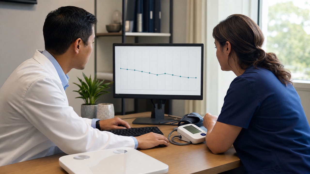 Physician reviewing remote monitoring data with the MD Billing care team